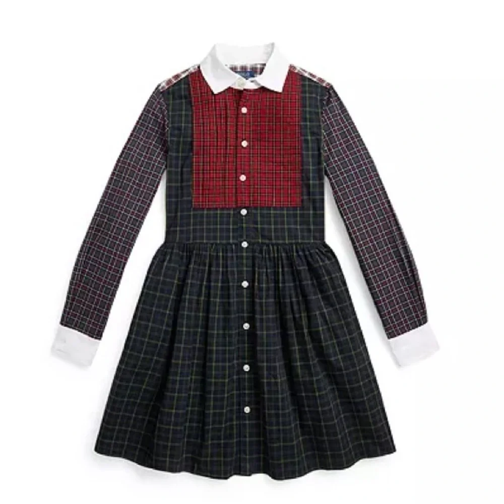 Ralph Lauren| Plaid Long Sleeve Dress with White Collar